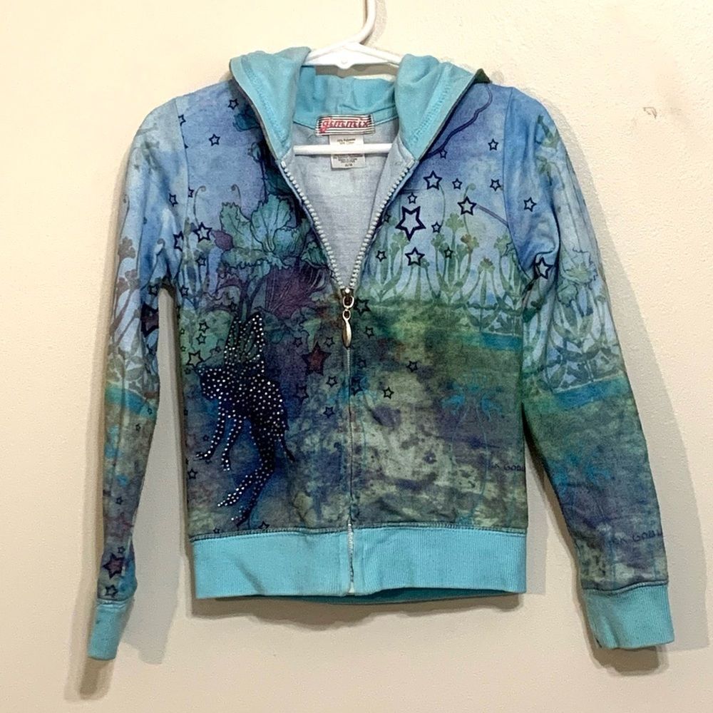 Gimmix | Graphic Print Girls Sweatshirt with Sequined Fairy and Stars Size 5/6